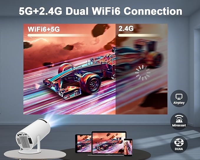 Smart Projector – 4K Ultra HD Support | Native 1080p | Android Netflix & Prime