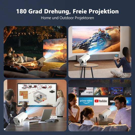 Smart Projector – 4K Ultra HD Support | Native 1080p | Android Netflix & Prime