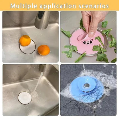 Universal Stopper and Strainer, Strainer and Drain Collapsible Silicone Kitchen Sink Drain Stopper, Catch Food Particles