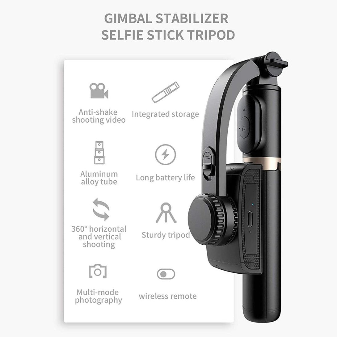Q08 1-axis Gimbal Stabilizer 3-in-1 Extendable Selfie Stick Tripod-IVXI Single Gimbal for Mobile, Camera Single-Axis wireless Camera Stabilizer