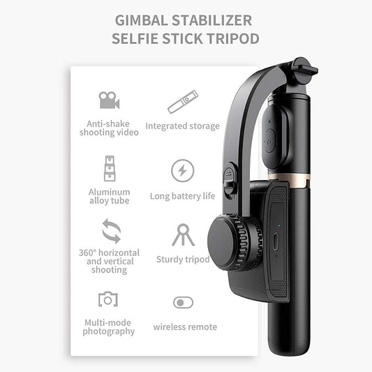 Q08 1-axis Gimbal Stabilizer 3-in-1 Extendable Selfie Stick Tripod-IVXI Single Gimbal for Mobile, Camera Single-Axis wireless Camera Stabilizer