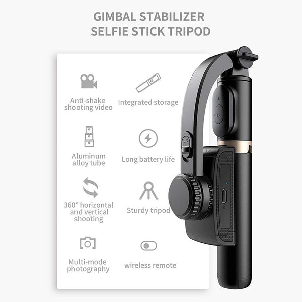 Q08 1-axis Gimbal Stabilizer 3-in-1 Extendable Selfie Stick Tripod-IVXI Single Gimbal for Mobile, Camera Single-Axis wireless Camera Stabilizer