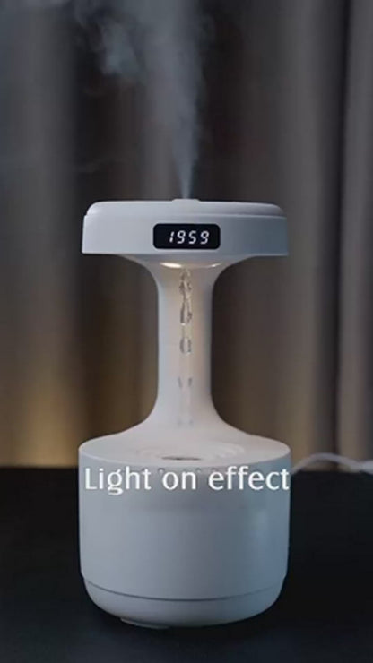 800ml Cool Mist Humidifier Anti Gravity Air Humidifier with LED Clock Display Aroma Diffuser Night Light