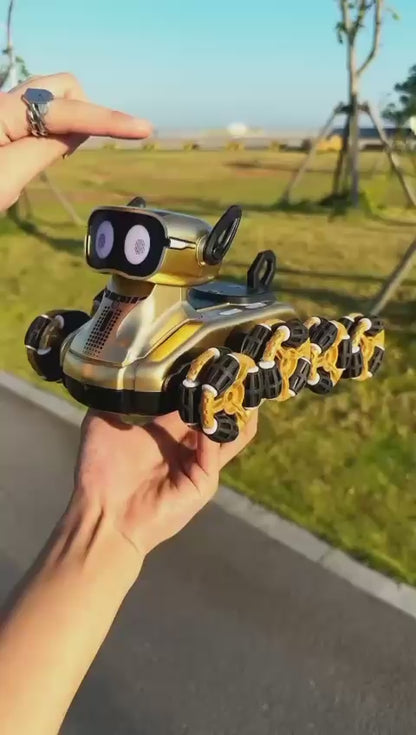 8 Wheel RC Stunt Robot Dog 2.4GHz Remote Control Pet Toy with LED Eyes Smoke Effect Rechargeable Battery