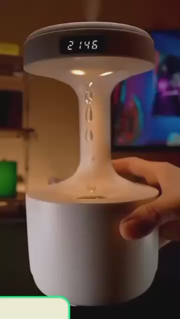 800ml Cool Mist Humidifier Anti Gravity Air Humidifier with LED Clock Display Aroma Diffuser Night Light