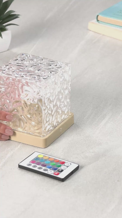 Desidiya Acrylic Ocean Wave Night Light Projector – 3D Crystal LED Lamp with Remote Control